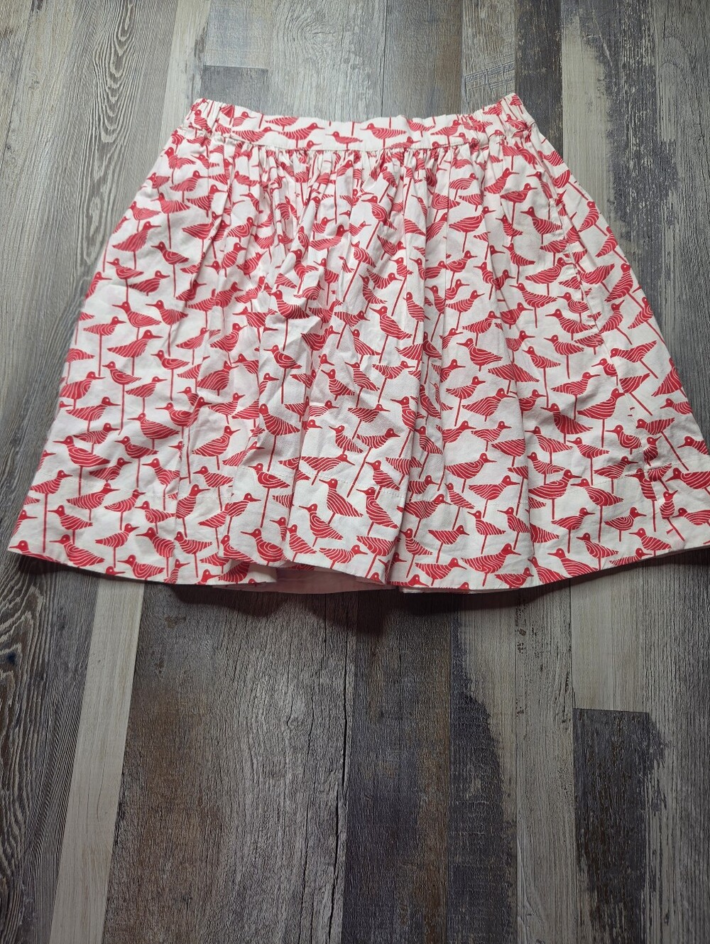 Kate Spade Girls Youth Skirt White With Red Birds Size 8